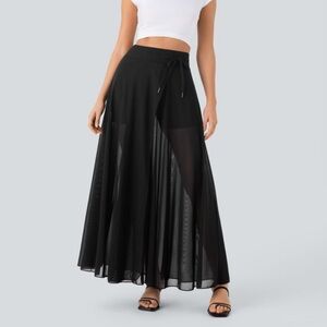 Halara Black Sheer Maxi Skirt with Built In Shorts